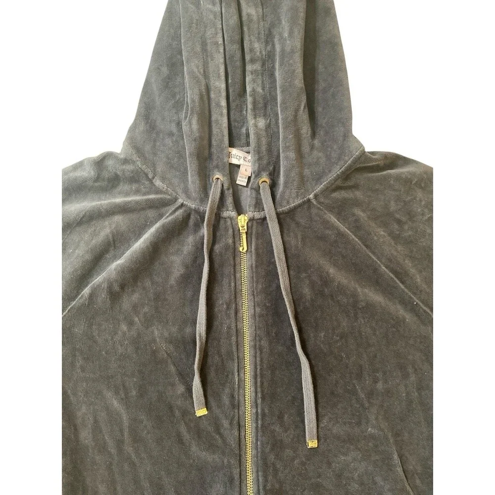 Juicy Couture‎ Women’s Velour Tracksuit Set Black Hoodie Pants Size L Vintage - Picture 5 of 16